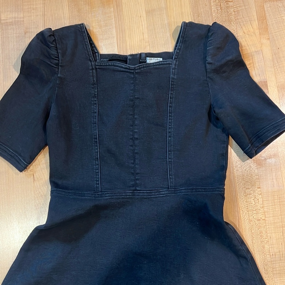 Black denim style dress. Girls size 14. Stretchy denim, very cute.